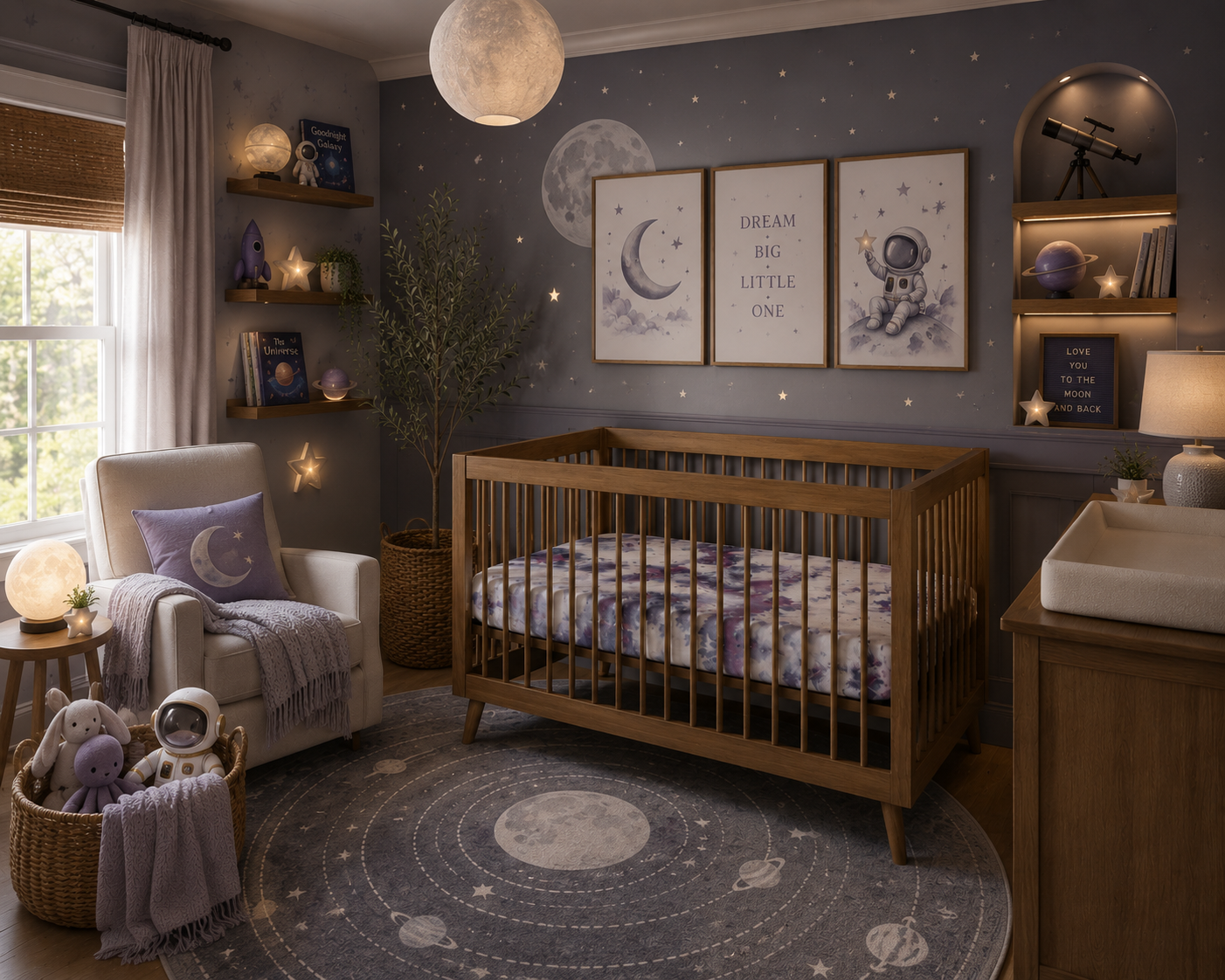 Lunar Lullaby  — 19 Momme, 100% Mulberry Silk, Standard Crib Sheet