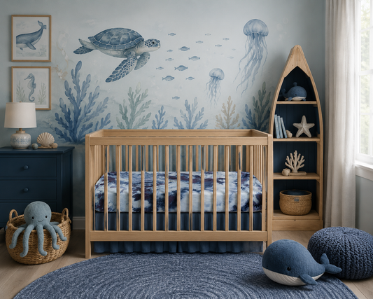 Midnight Glacier  — 19 Momme, 100% Mulberry Silk, Standard Crib Sheet