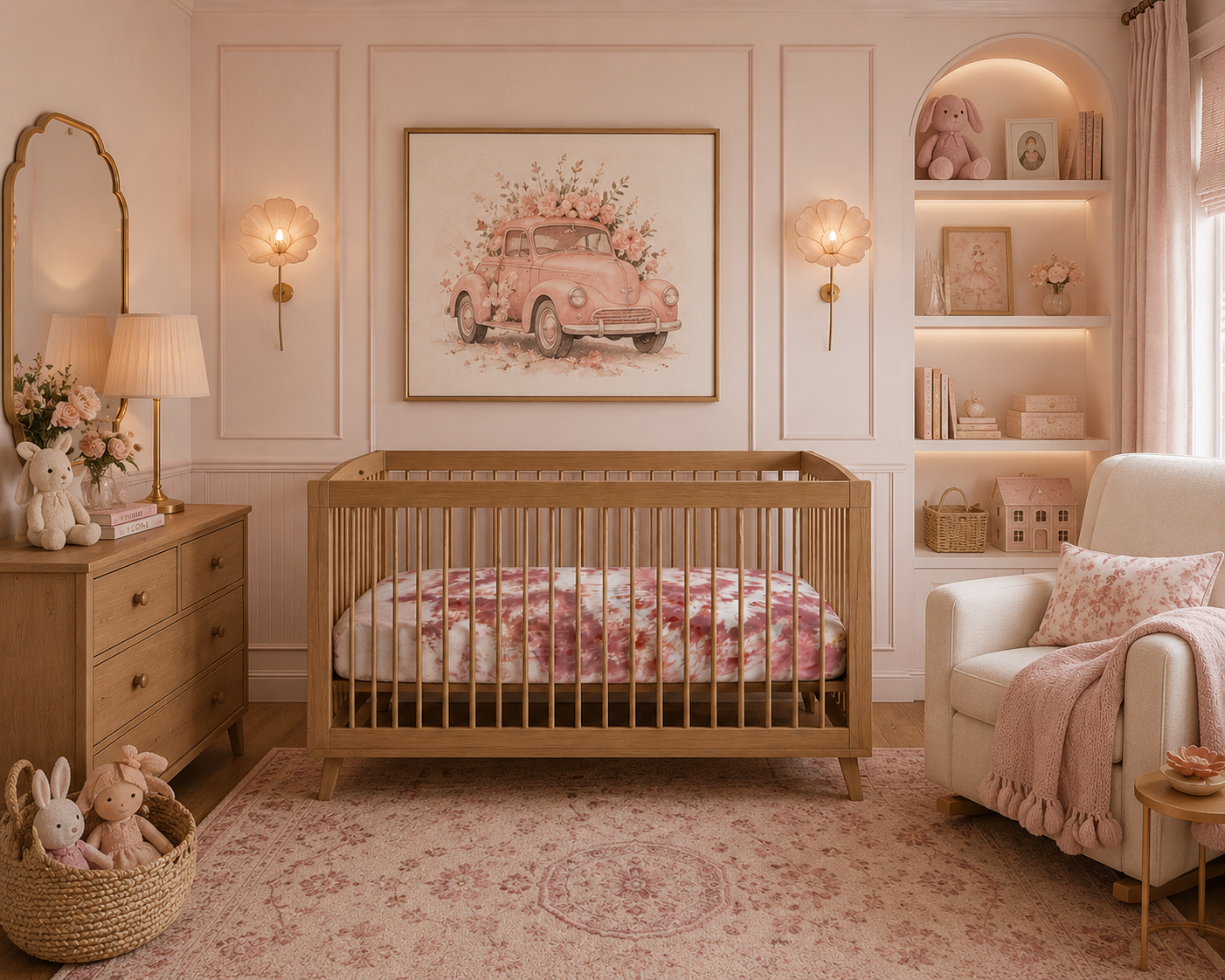 Sunset Sorbet  — 19 Momme,  100% Mulberry Silk, Standard Crib Sheet